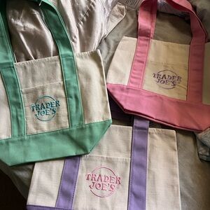 Canvas Tote Bag Trio - Green, Pink, Purple